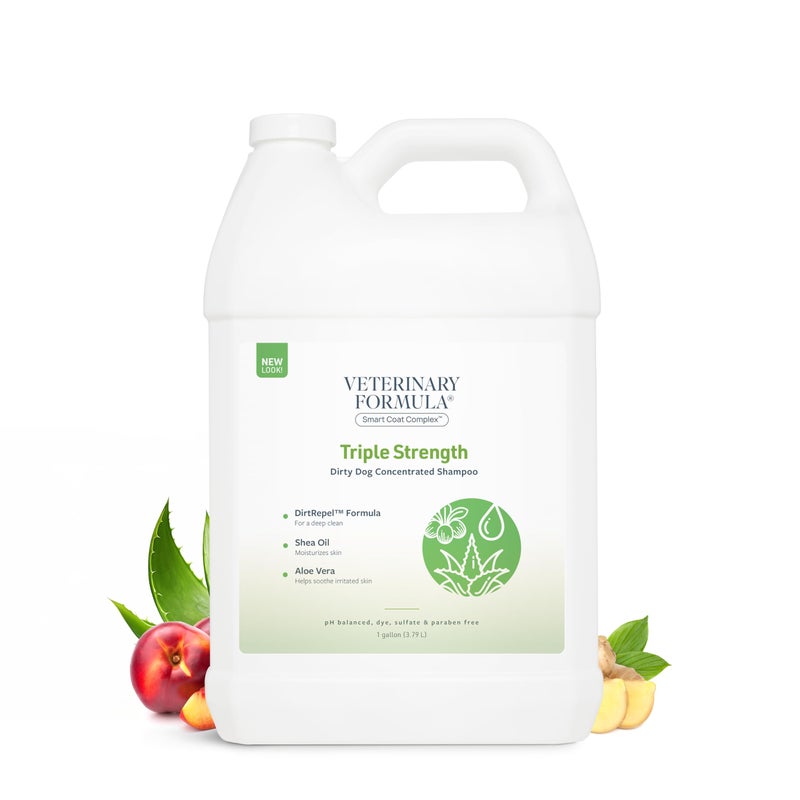 Veterinary Formula Smart Coat Complex Triple Strength Dirty Dog Concentrated Shampoo, 128 Fl oz / 1 Gallon â€“ DirtRepel Tech Cleans Extra Dirty and Smelly Dogs â€“ w/ Shea Butter and Aloe Vera to Soothe - Image 1
